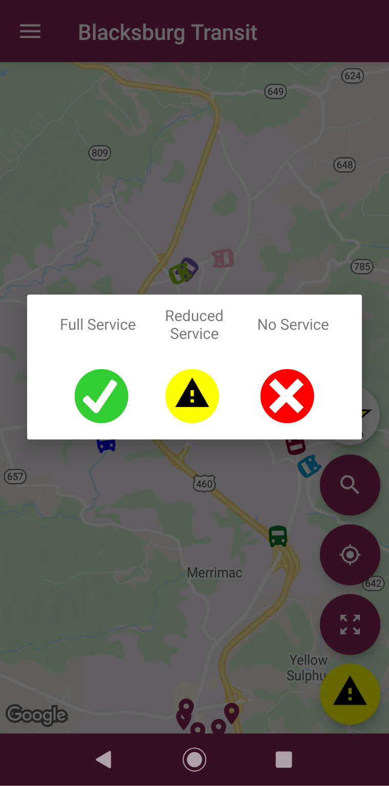 Blacksburg Transit Mobile App stop information
